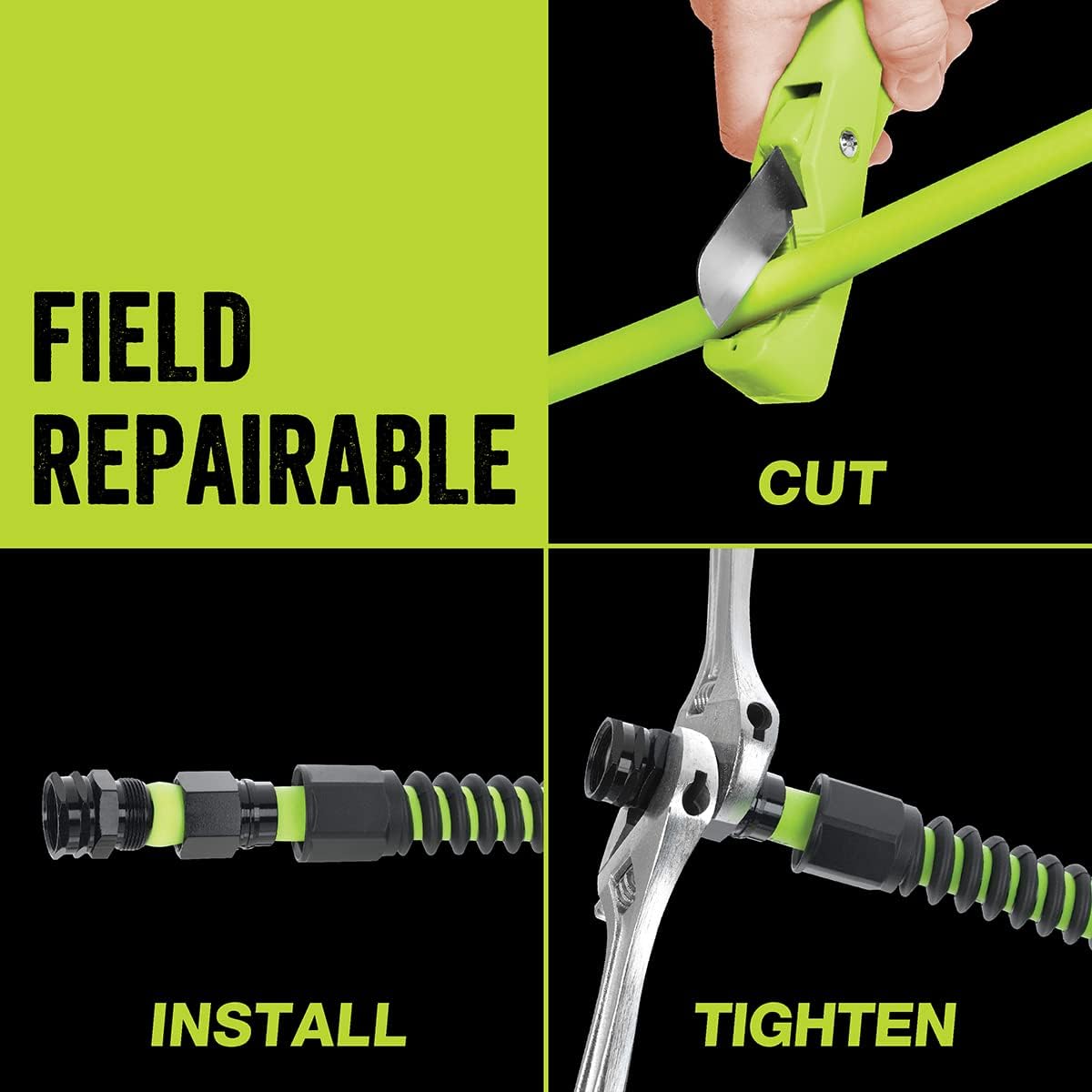 Flexzilla Pro 100FT Garden Water Hose – Heavy Duty Flexible Hybrid Polymer Hose with Reusable Leak-Free Fittings, Kink Resistant, Lightweight All-Weather Outdoor Hose, ZillaGreen