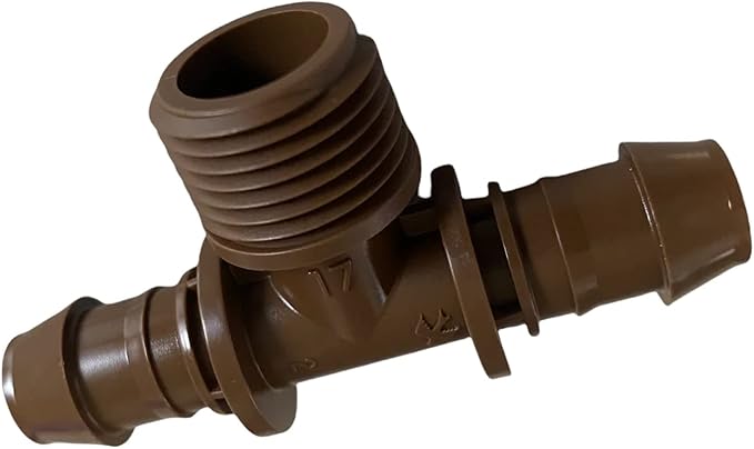 Rainbird XFFTMA050 Drip Irrigation Tee Adapter - (2 Pack) - 1/2" MPT x 17mm Barbed Connector for XF Series Tubing