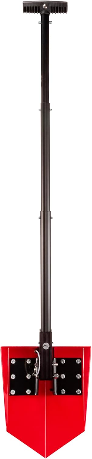 DMOS Delta Shovel - Collapsible Heavy-Duty Steel Folding Shovel for Camping, Overlanding, Survival, Military, Hunting, & Off-Road Use - Racing Red - Pro