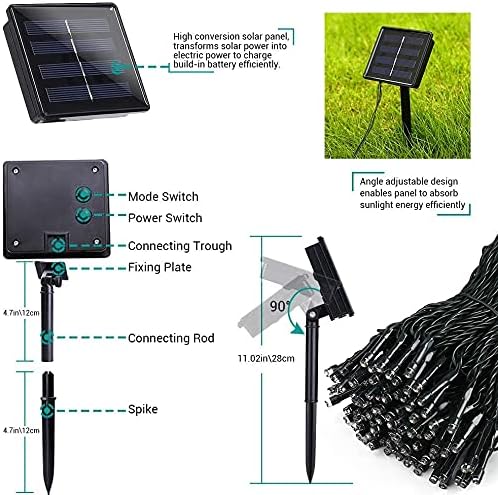 iShabao Solar Christmas Lights Outdoor, 98.4ft 300 LED Solar Fairy String Lights, 8 Modes Waterproof Christmas Lights for Garden, Patio, Home, Party, Wedding, Holiday, Tree Decorations (White)