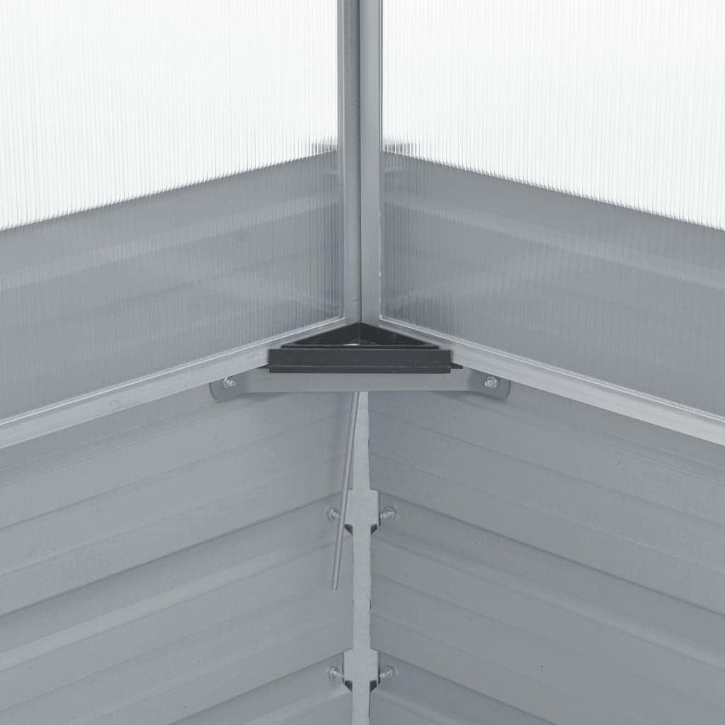 Galvanized Steel Greenhouse, Raised Garden Bed with Greenhouse, Metal Planter Box with Polycarbonate Mini Greenhouse, 39.4"x39.4"x33.5" Galvanized Steel Gray,-105