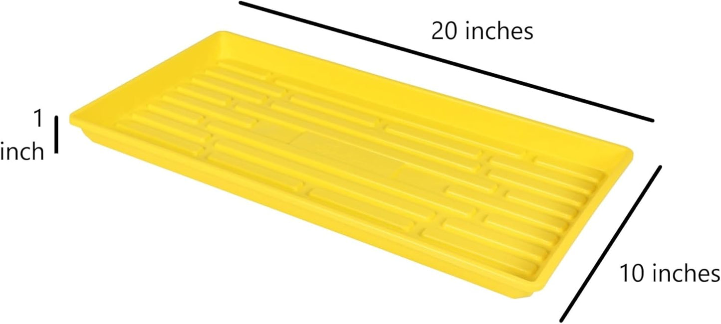 SUNPACK 10" x 20" Heavy Duty Shallow Plastic Seed Starting Tray, Yellow, 1" (Pack of 30) - No Drainage Holes, Perfect for Greenhouses or Indoor Gardening