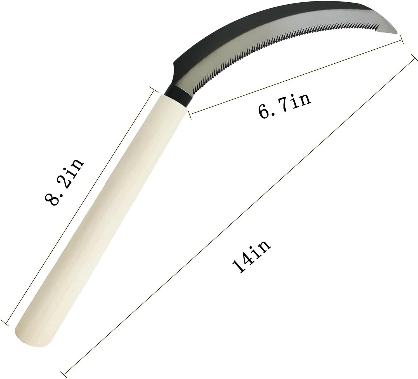 Grass Sickle Saw Tooth Hand Harvest Sickle with Wooden Handle