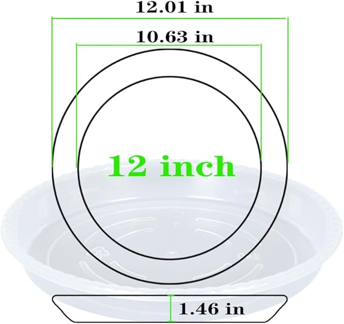 Plant Saucer 2 Pack of 12 inch, Clear Plastic Flower Plant Pot Saucer, Heavy Duty Plant Drip Trays Saucers for Indoor, Plant Water Tray for Planters