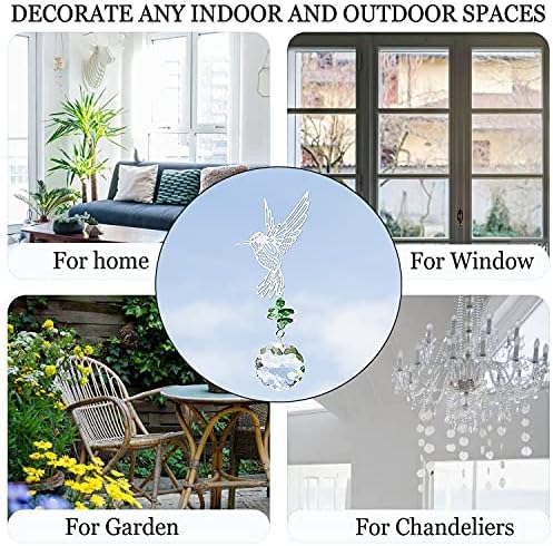 H&D HYALINE & DORA Glass Crystal Flower Prism Rainbow Maker Hummingbird Hanging Window Sun Catcher for Gift