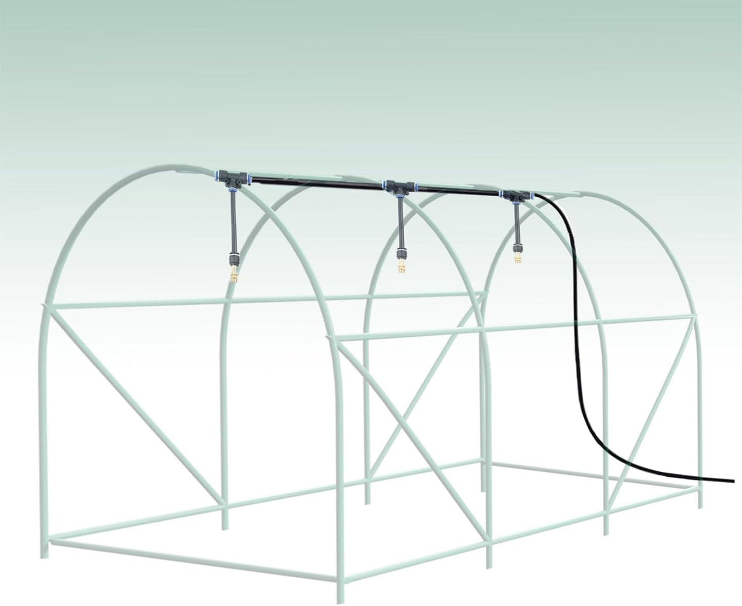 Greenhouse with Watering System, 10x10x7 Outdoor Greenhouses with 6 Mesh Windows and 1 Door, Easy Water and Irrigate Plants Green House (Green, 10x10x7 ft w/ Irrigation System)