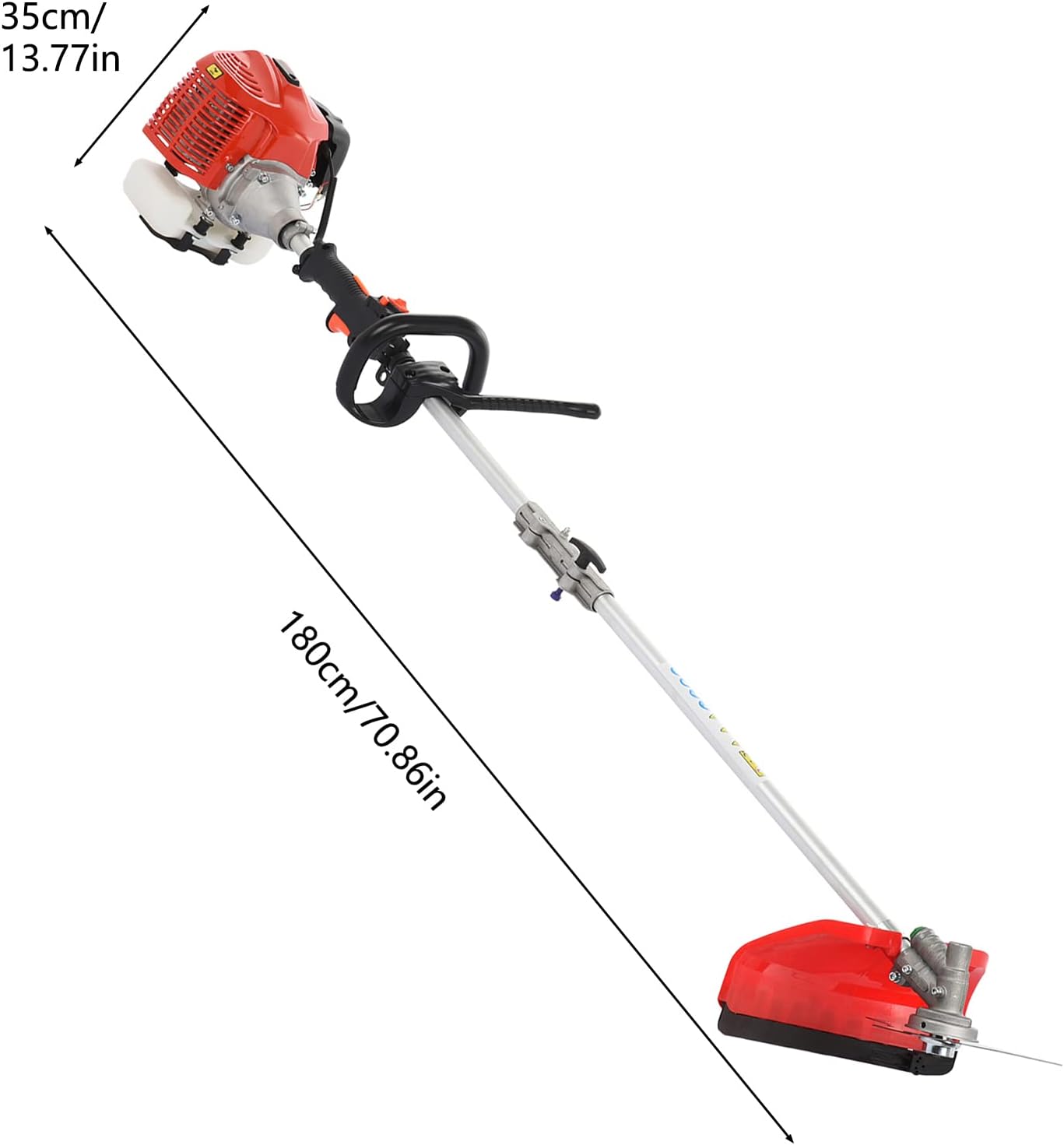 Gas Weed Eater 6 in 1 Hedge Trimmer Grass Trimmer, 52cc 2 Cycle Weed Wacker with Anti-Slip Handle Brush Cutter Garden Tools Edger Lawn Tool Red