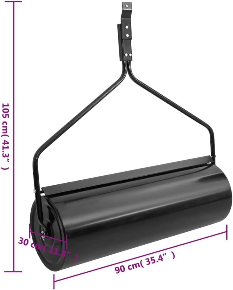 Garden Lawn Roller for Lawn Garden Yard, Grass Aerator, Yard Roller Black 16.6 gal Iron