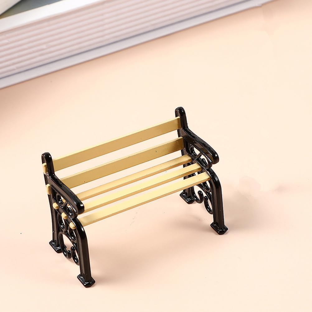 LOGOFUN 8Pcs Mini Street Lamp Post Miniature Park Bench Seat Mini Street Light Models Dollhouse Christmas Village Pathway Lantern Post for Xmas Fairy Garden Accessories