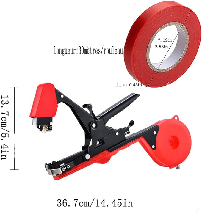 Plant Tying Machine,Plant Vine Tying Machine Tool with 10000pcs Staples 20 Rolls Tape Plant Tape Gun for Grapes,Raspberries,Tomatoes,and Vining Vegetables Tying Tool (Black)