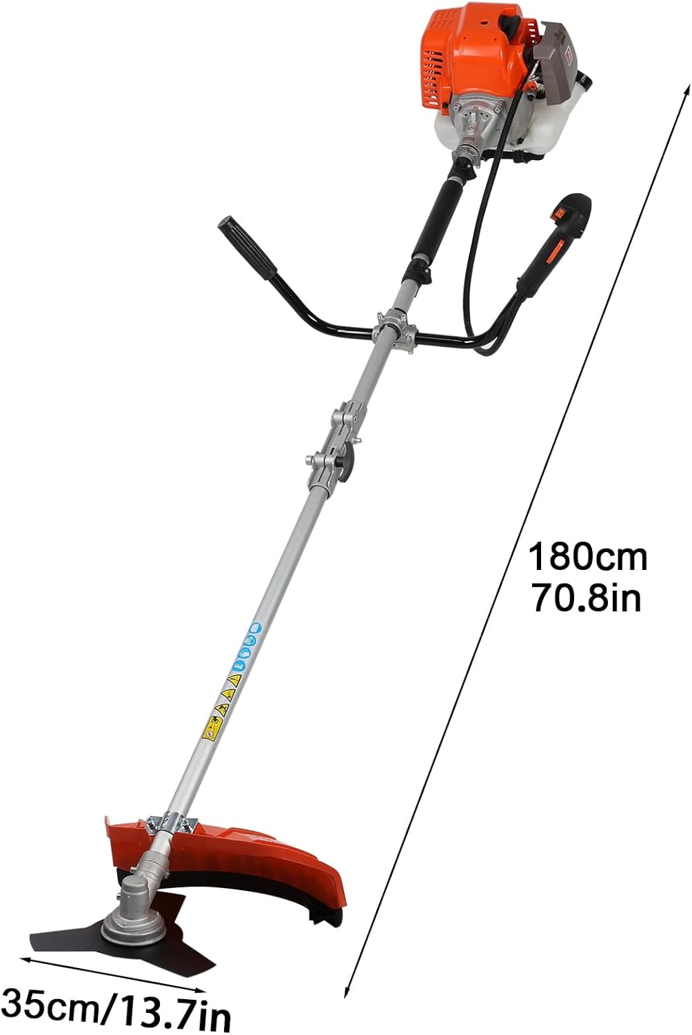 Lawn Mower, 52CC Gas Weed Trimmer, Cordless Hedge Trimmer, 2-Stroke Brush Cutter, Handheld Weed Eater 2-Cycle Gas Trimmer Brush Cutter for Weed, Brush Orange