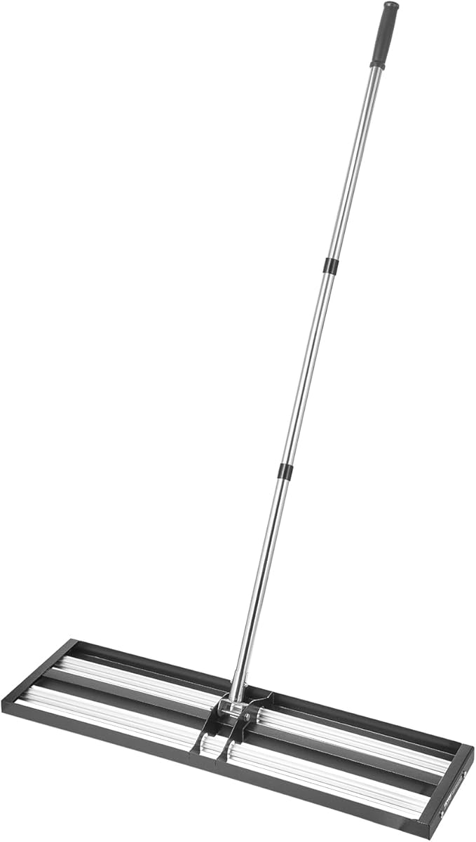 VEVOR Updated Lawn Leveling Rake with Roller, 36'' x 10" Stainless Steel Lawn Leveler with 83.9'' Adjustable Handle, Heavy Duty Yard Leveling Rake, Effort Saving Lawn Leveling Tool for Yard Golf Court
