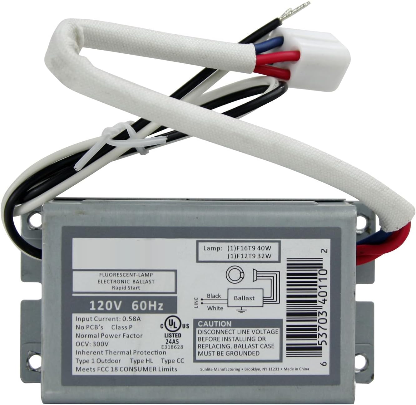 Diodesy- Electronic Ballast Rapid Start 120V 32W Rating 60Hz Fluorescent Circline Ballast Use with 1 Lamp F16T9 (40W) and F12T9 (32W) UL Approved