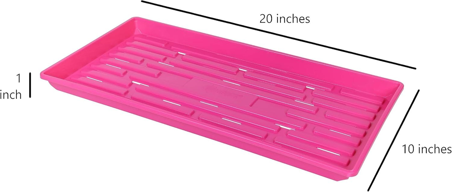 SUNPACK 10" x 20" Heavy Duty Shallow Plastic Seed Starting Tray, Magenta, 1" (Pack of 30) - Lined with Drainage Holes for Excess Water and Aeration, Ideal for Greenhouses or Indoor Gardening