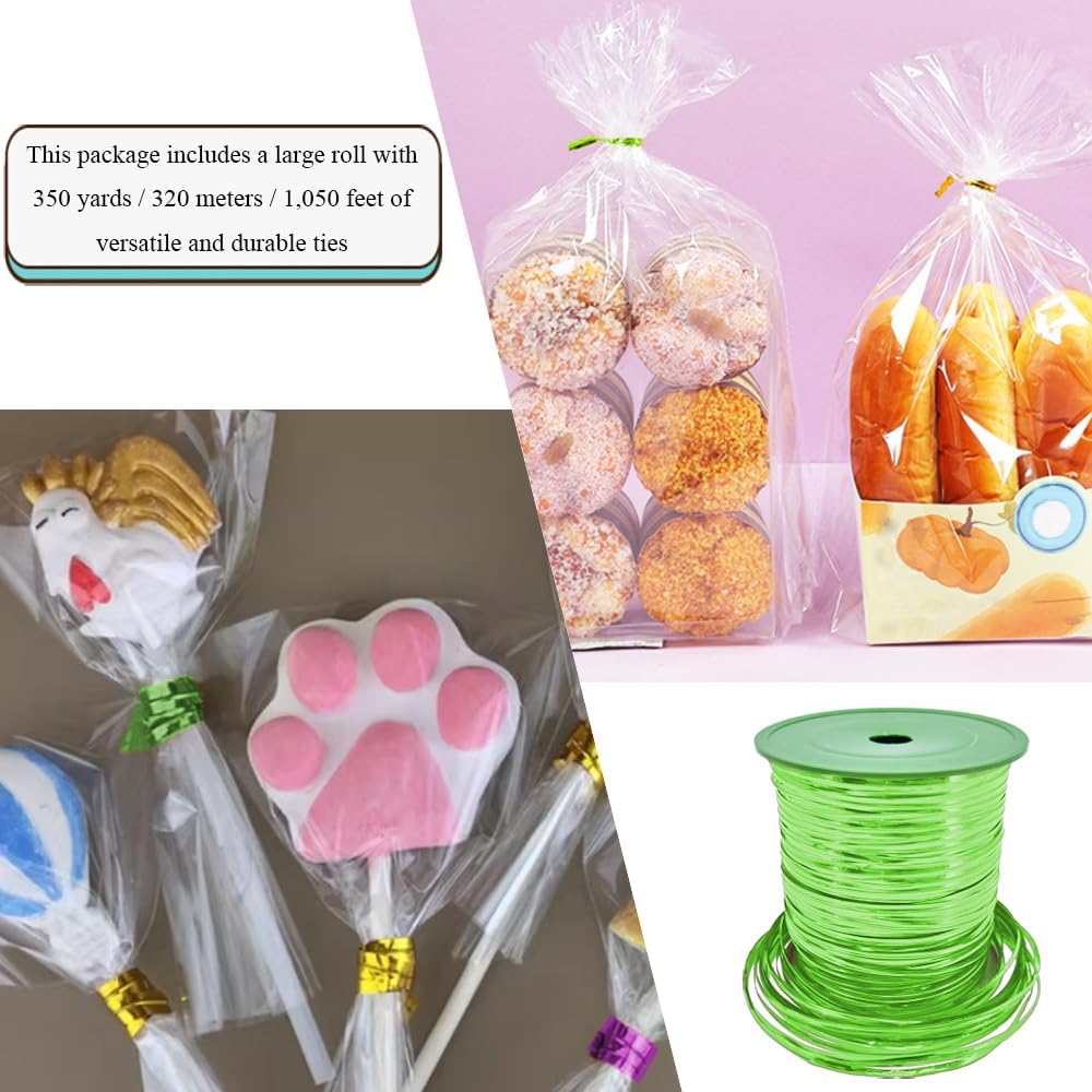 HAHIYO 350Yards/1050Feet/320M Green Metal Twist Ties for Bread Candy Coffee Plant Garden Cellophane Treat Bags Gift Wrapping Plastic Halloween Party Cake and Craft Projects