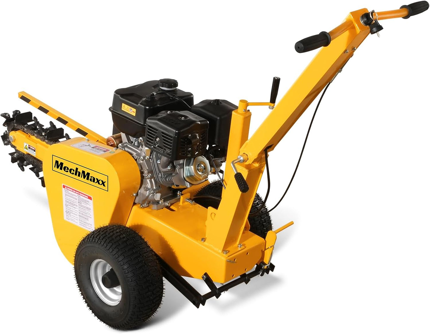420cc 15HP E-Start Gas Powered Cable Ditching Trencher, 24'' Trench Depth, 27pcs Carbide Alloy High-Pressure Teeths, TCR1500 (Yellow)