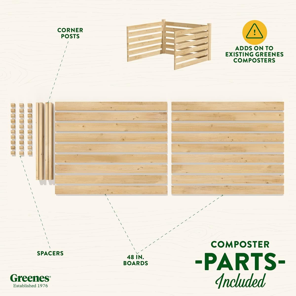 Greenes Fence Cedar Wood Composter Add-On Kit, 36" L x 36" W x 31" H / 173.92 gallons - Not Meant for Independent use; to be Added on to RCCOMP36 Composter Kit - Made in USA with North American Cedar