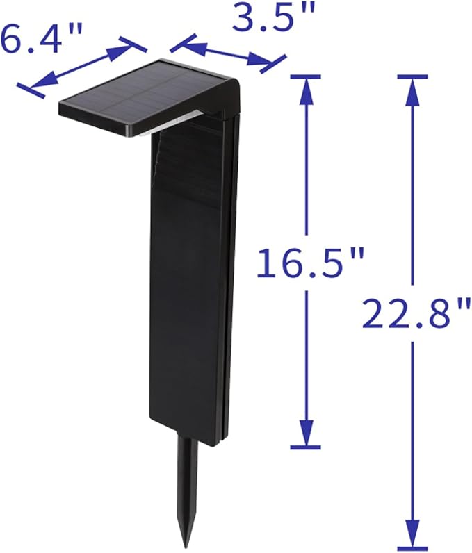 Techko Outdoor Solar L-Shaped Path Lights (2-Pack), Modern Minimal Design, Waterproof IP65, Garden Lights for Landscape, Yard, Walkway, Pathway,Matte Black
