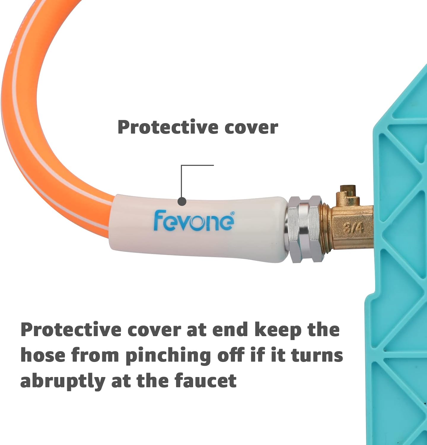 Fevone 50 ft x 5/8" Heavy Duty Garden Hose, Drinking Water Safe, Flexible & Kink-Free Hybrid Polymer Water Hose, Lightweight Outdoor Hose with 3/4" Solid Aluminum Fittings