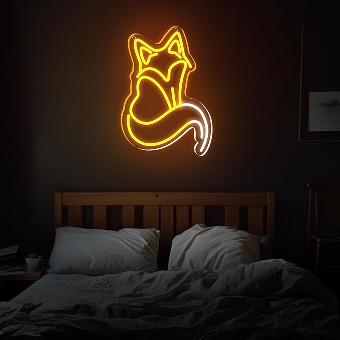 Fox Neon Signs, Fox LED Light for Wall Decor, Dimmable Neon Fox Sign Animal Sign for Fox Lovers Bedroom Living Room Bar Club Art Decor Gifts(14.2 x 9.4 inches) 