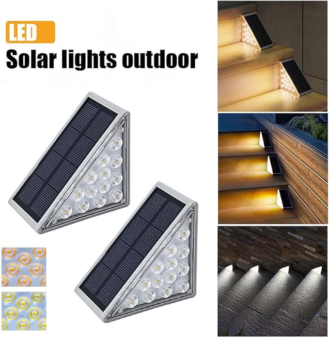 Solar Stair Lights Outdoor, 6 Pack Outdoor Solar Lights Waterproof IP67, Solar Step Lights for Outside, Patio, Decor, Yard, Garden, Front Door, Porch (Cool White)