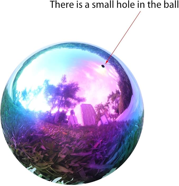 Kesywale Rainbow Gazing Globe Mirror Balls for Garden Home Stainless Steel Shiny Hollow Sphere Sparkling Outdoor Ornament (4.7 Inch)