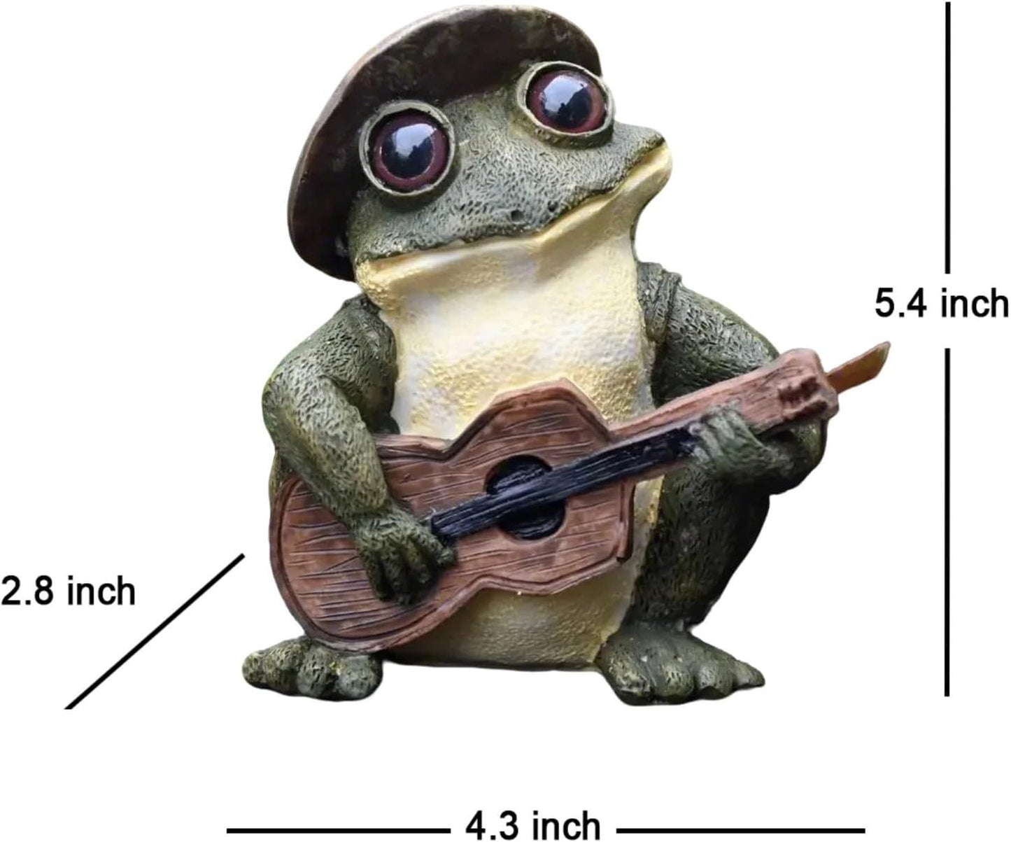 OwMell Frog Statue for Garden, Green Frog Figurine for Outdoor Decor Yard and Garden Decoration Resin Sculpture 6 Inches - Guitar