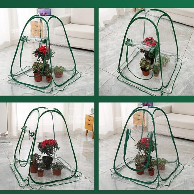 27.56" * 27.56" * 31.5" Greenhouses for Outdoors, Portable Greenhouse Kit with Side Windows, PE Cover, Backyard Garden Indoor Outside, Foldable, No Assembly Required