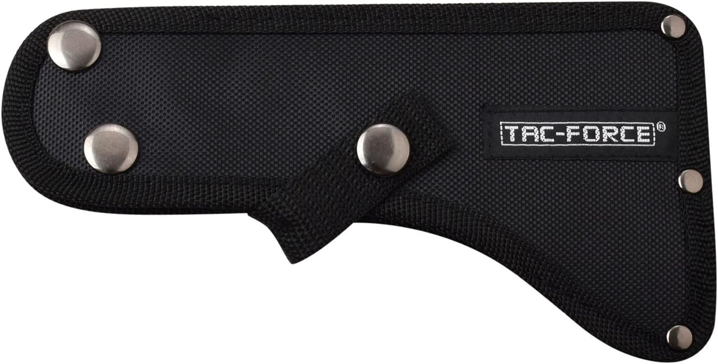 TAC-FORCE Tomahawk – Axe - Satin Finish Stainless Steel Blade w/Etched U.S.A. Flag, Black Wood Handle, Full Tang Construction, Includes Nylon Sheath, Tactical, EDC, Rescue - TF-AXE001S
