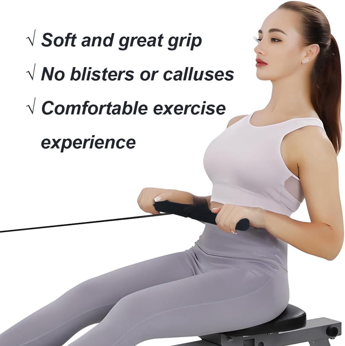 2Pcs Thickened Rowing Machine Handles Cover, Fits Most Rowing Machine, Non-Slip & Breathable Handle Cover(Black)