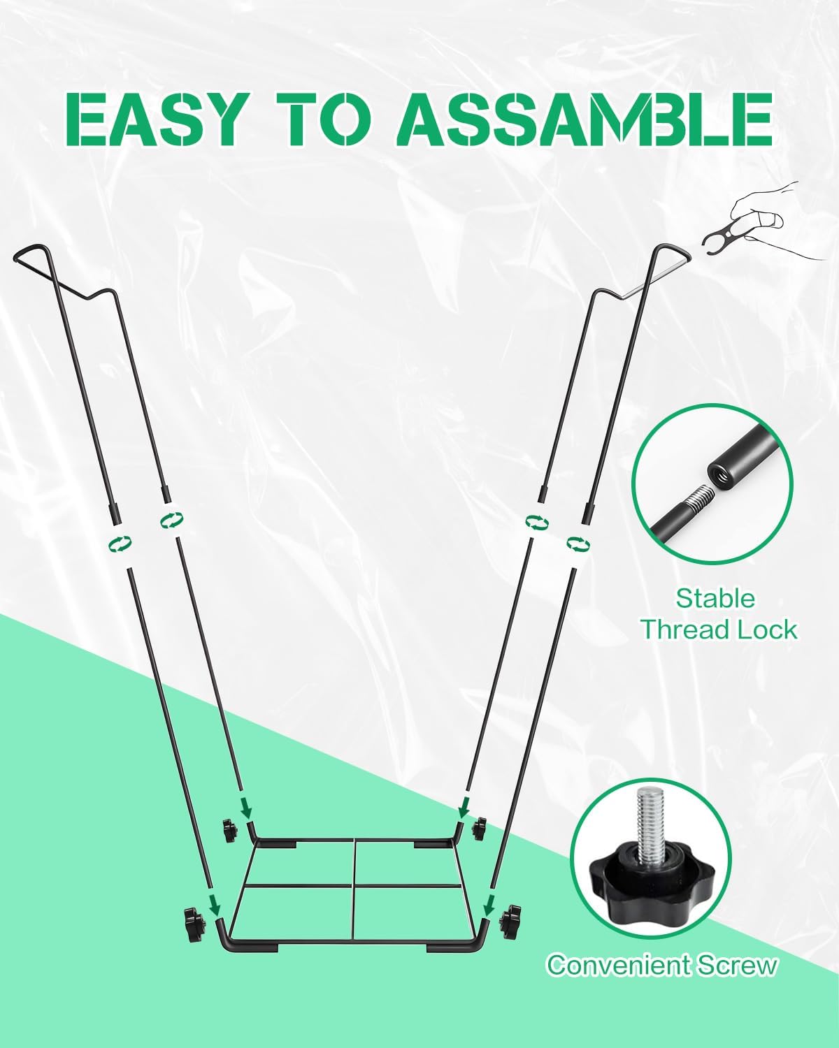 Jayhalo Trash Bag Holder, Outdoor Metal Leaf Bag Holder Stand 30-45 Gal, Portable Garbage Bag Holder Frame for Garden Camping Portable Trash Can, Leaf Bag Holds Disposable Bags, Freestanding Design