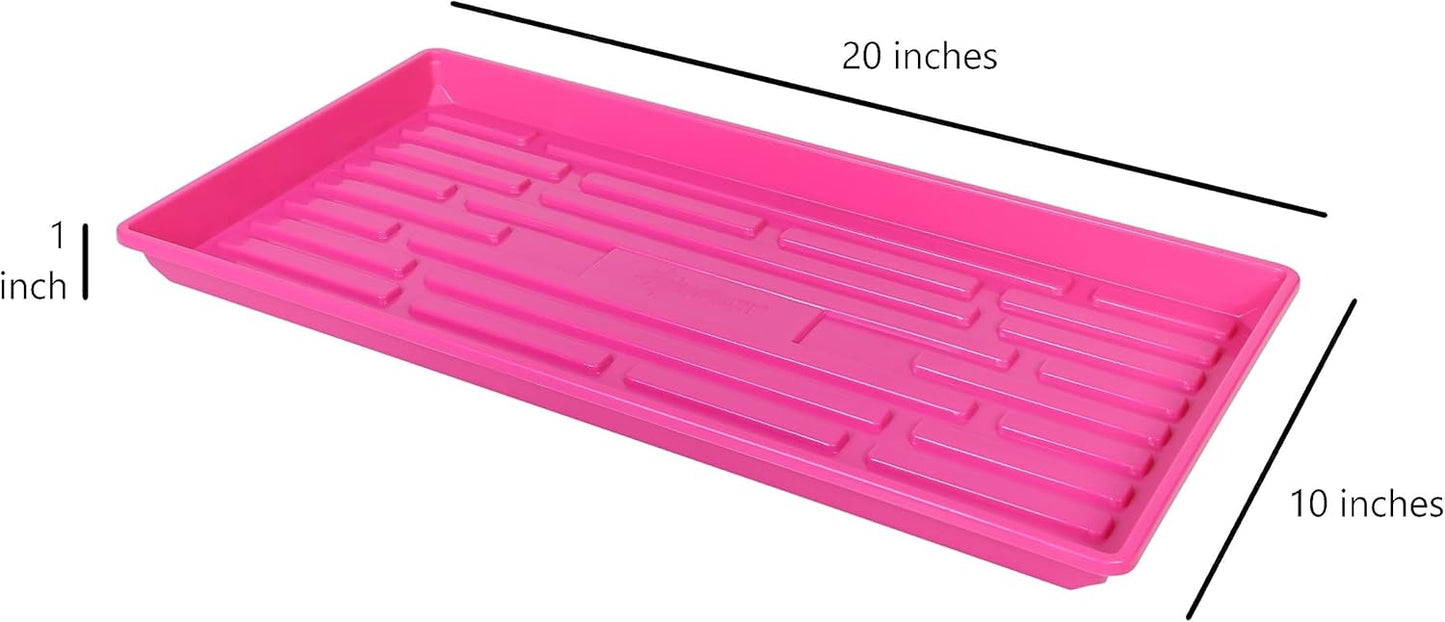 SUNPACK 10" x 20" Heavy Duty Shallow Plastic Seed Starting Tray, Magenta, 1" - No Drainage Holes, Perfect for Greenhouses or Indoor Gardening