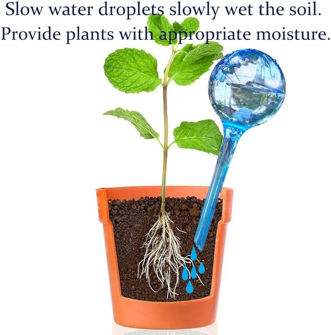MOONSOUND Large 12pcs Self Watering Plant Stakes, Plastic Plant Watering Devices to Help Automate The Watering for Plants, Plant Waterer Self Watering Bulbs for Garden Home Plants