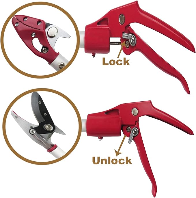 4 Feet Cut and Hold Tree Pruner, Rotation Pole Tree Trimming, Long Reach Fruit Picker, Branches Bypass Lopper