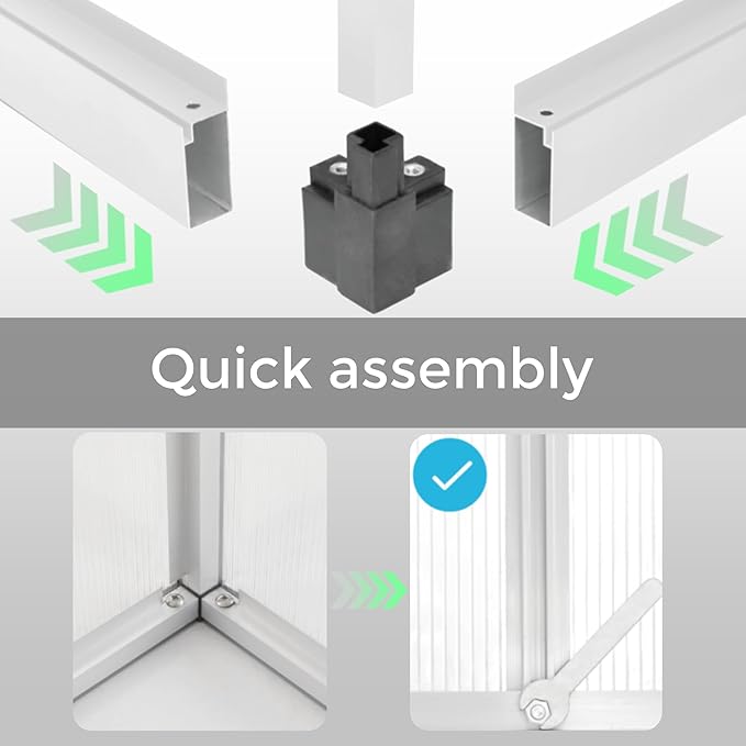 6 x 8 FT Aluminum Greenhouse for Outdoors, Polycarbonate Walk-in Greenhouse,Silver