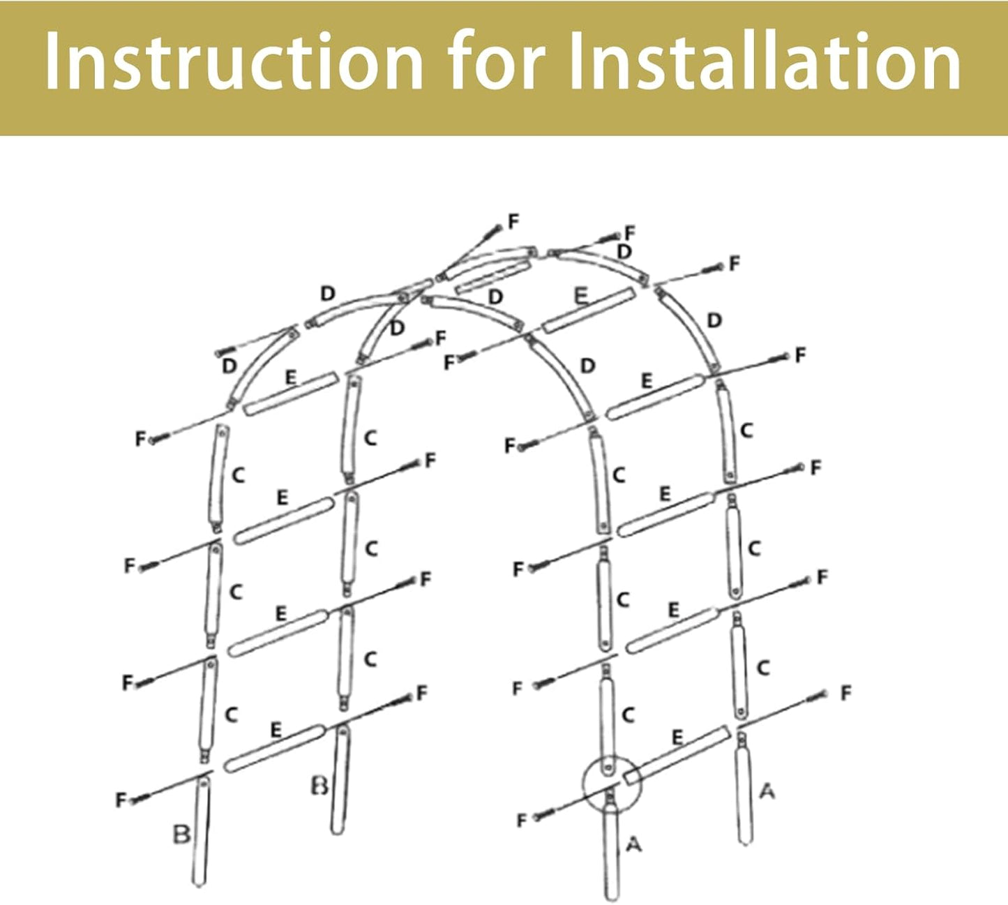 Adorox Metal Garden Arch Trellis for Climbing Plants 7.8ft Outdoor Arch Wedding Halloween Christmas Vine Trellis Pumpkin Archway Assemble Freely 2 Sizes White