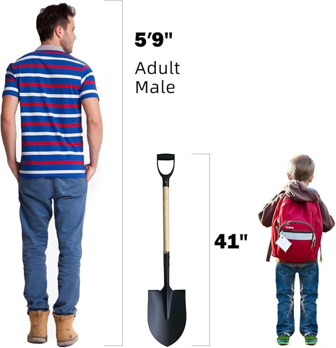 Shovels for Digging, Digging Shovel,Round Shovel,Garden Spade Shovel with D-Handle,Wood+Metal(41 inch 1Pack)