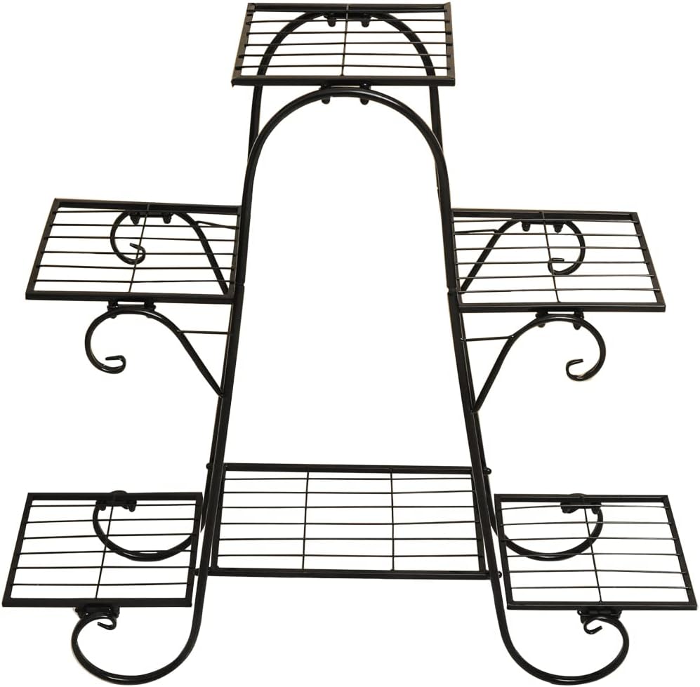 6 Tier Plant Stand Metal Flower Shelves Plant Display Stand Indoor Outdoor Patio Plant Rack Flower Pot Holder