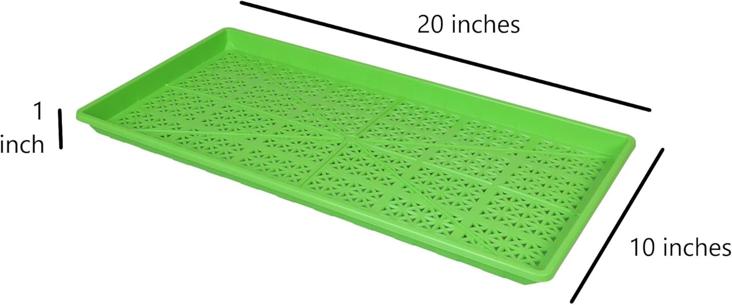 SUNPACK 10" x 20" Heavy Duty Mesh Plastic Seed Starting Tray, Green, 1" (Pack of 10) - Ensures Water Drainage and Aeration, Perfect for Greenhouses or Indoor Gardening