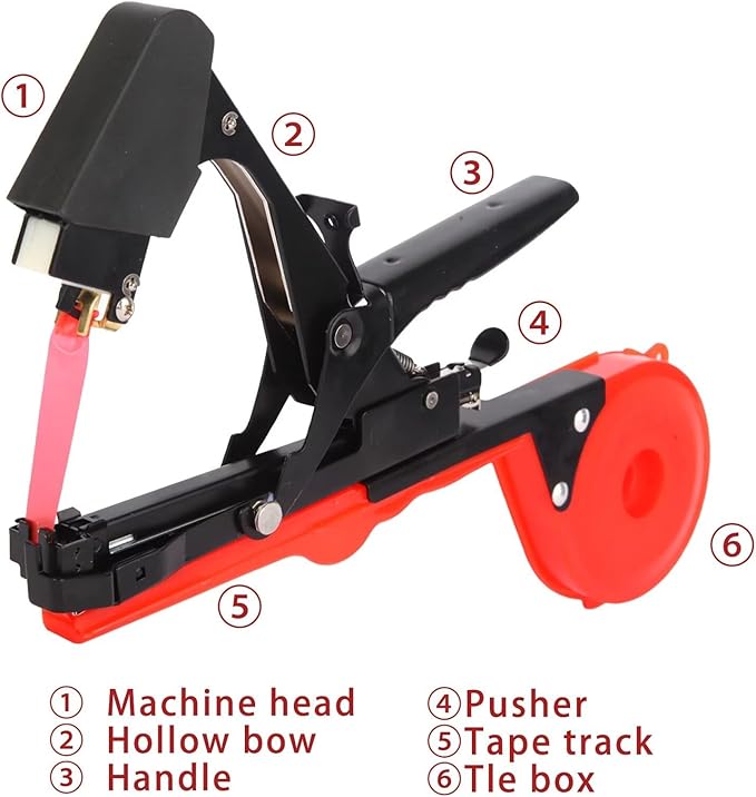 Plant Tying Machine Plant Vine Tying Machine Tool with 10000pcs Staples 20 Rolls Tape Plant Tape Gun for Grapes Raspberries Tomatoes and Vining Vegetables Tying Tool(Black)