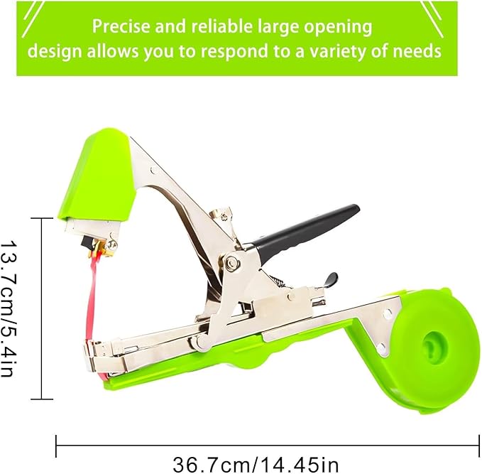 Plant Tying Machine - Efficient Gardening Tool with Green Tape and Plant Tape Gun for Quick and Easy Vining of Tomatoes Peppers Cucumbers and More(Green)
