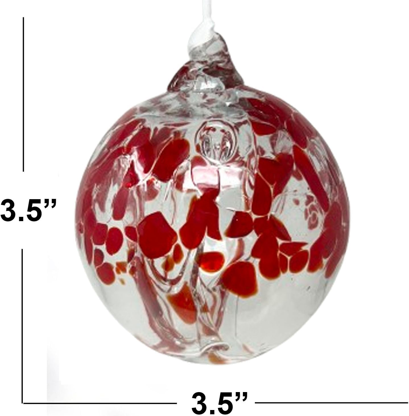 Ruby Tree of Life Glass Globe - Small 3.5 inch Hand Blown Handmade Hanging Garden Gazing Ball Indoor Outdoor Home Décor
