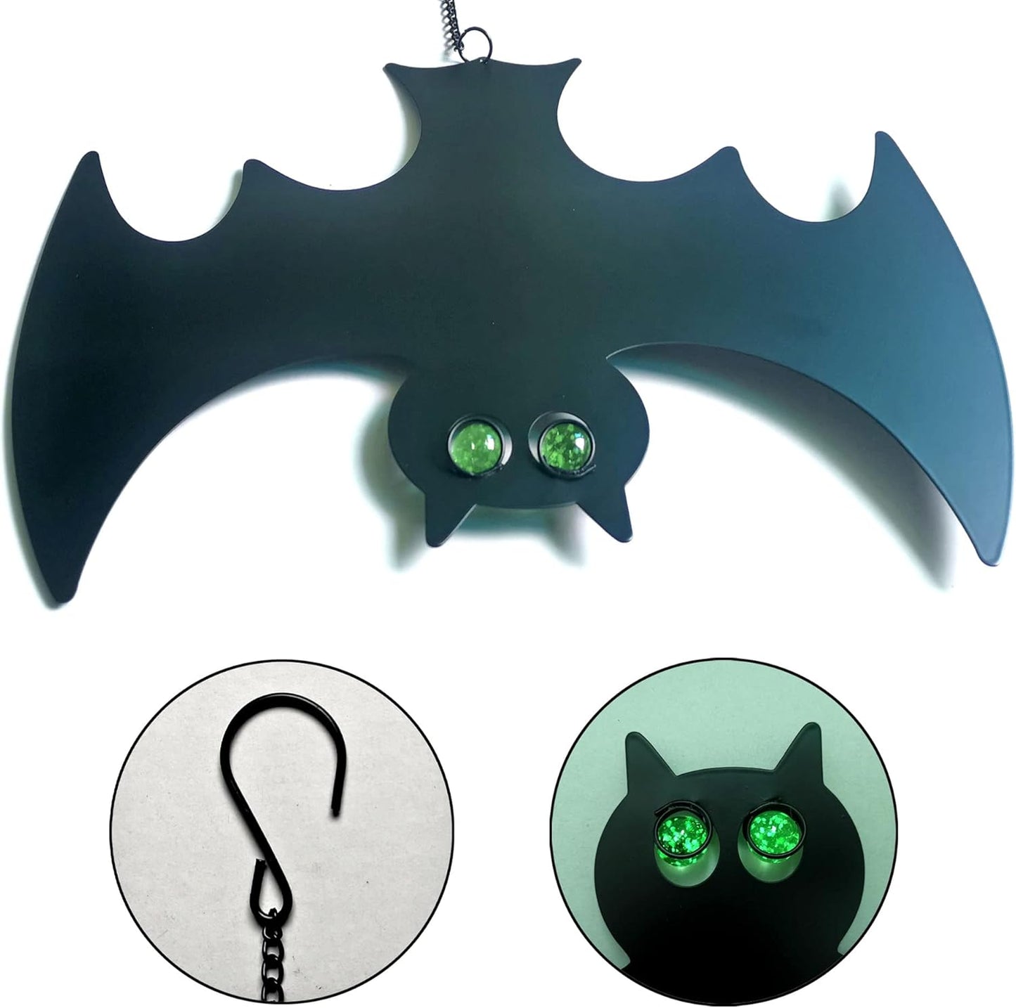 Outdoor Metal Bats, Halloween Decoration, Glow-in-The-Dark Hanging Bats, Silhouette Pendant Outdoors, Halloween Decorative Animals, Set of 3