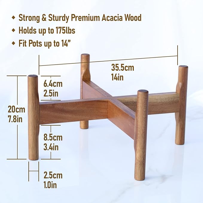 Macaw on Kapok Wood Plant Stand,Fits 8 10 12 to 14 inch Plant Pot,Acacia Solid Wood,Planter Stands for Indoor Plants,Outdoor Planter Large,Modern Plant Holder,Mid Century Plant Stand,Flower Pot Stand