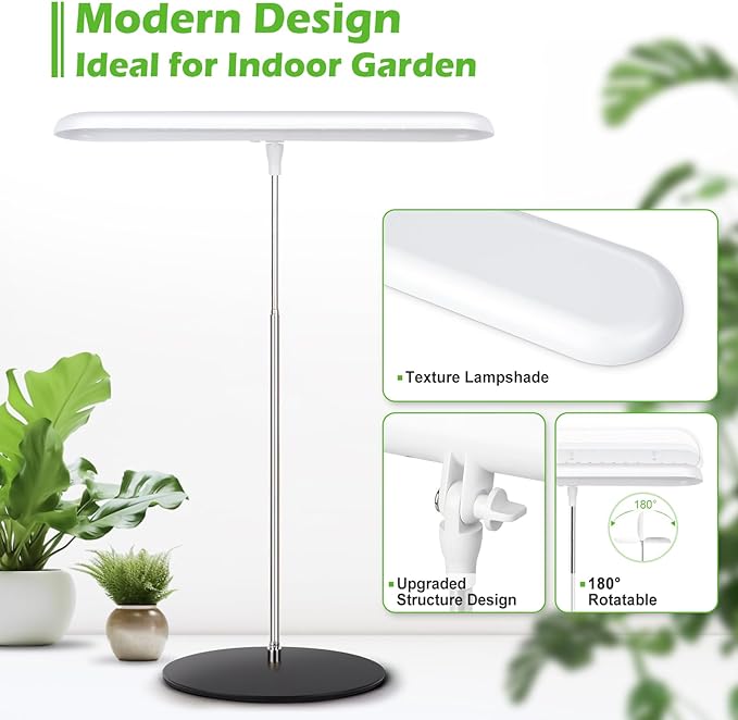 FOXGARDEN® Grow Light, Full Spectrum Desktop Grow Lamp with Base, Bright LED Plant Light with Auto On/Off Timer 4/8/12H, 4 Dimmable Brightness, Height Adjustable, Ideal for Indoor Plants