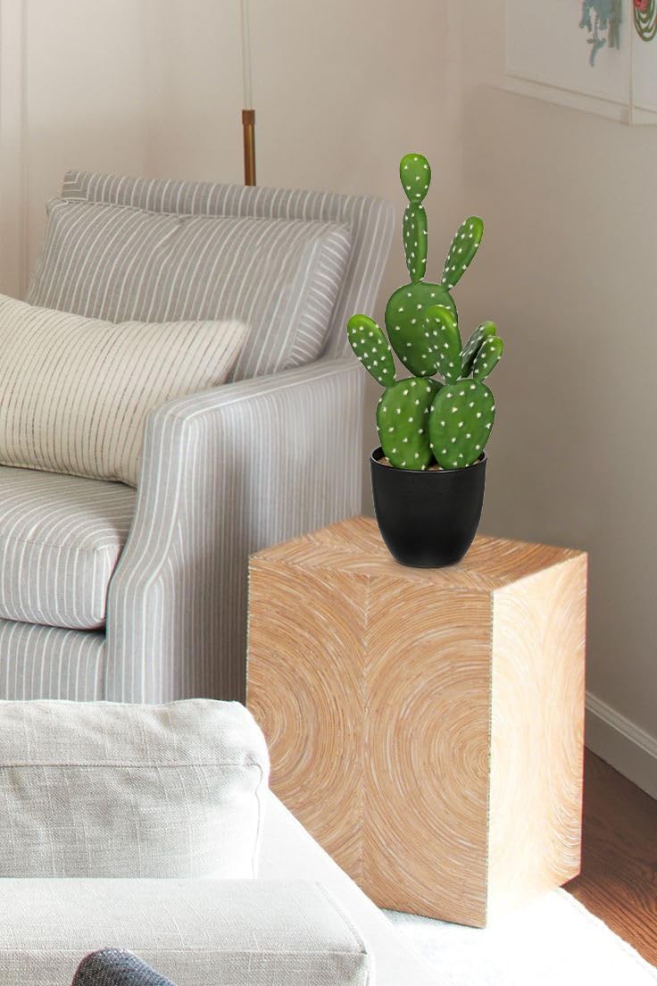 DILATATA 16.5" Small Fake Cactus Plant Potted 'Prickly Pear Cactus' Faux Cacti for Home Garden Office Decor Housewarming Gifts