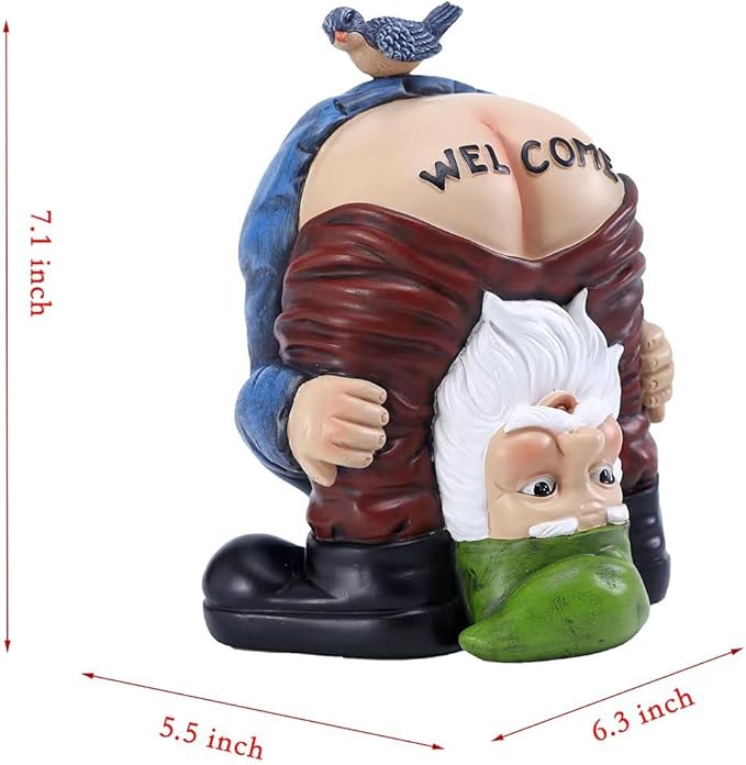 Garden Gnome Statue, Garden Decor,Gnomes Decorations for Yard, Funny Garden Bird Welcome Figurines for Outdoor Patio, Lawn, Yard Art Decoration ,Christmas Garden Gifts (Green)
