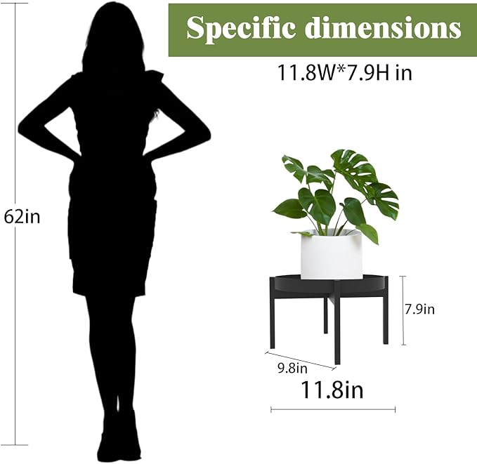 Plant Stand Indoor , 11.8" Indoor Plant Stand Stable Plant Holder Flower Pot Stands for Multiple Plant Metal Single Plant Stand Indoor Small Plant Stand for Patio Garden Decor