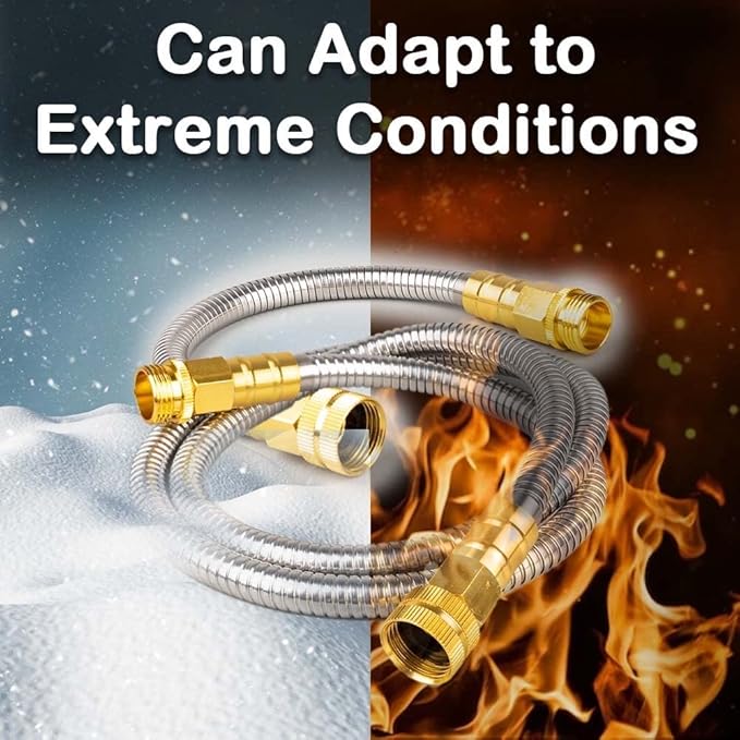 Stainless Steel Garden Hose: Durable Quality Metal with High-pressure Water Output for Gardeners(5FT)