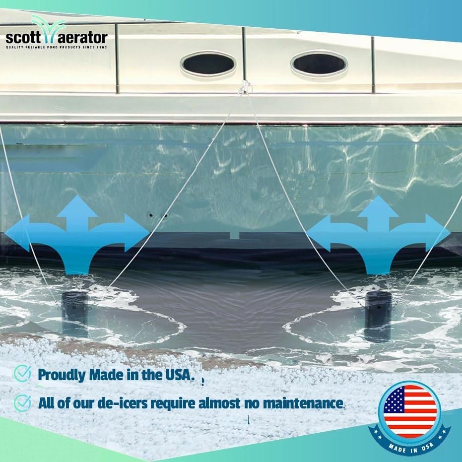 Scott Aerator Slinger De-Icer for Lakes & Ponds | 3/4 Horse Power 115V Stainless Steel | 100 ft. Electric Corded Cable Included | Made in USA